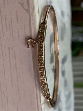 Coach Rose Gold Pavé Crystal Charm Bangle Bracelet